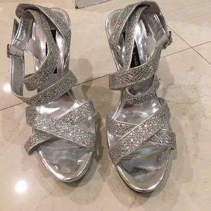 NINA NEW YORK SILVER HEELS